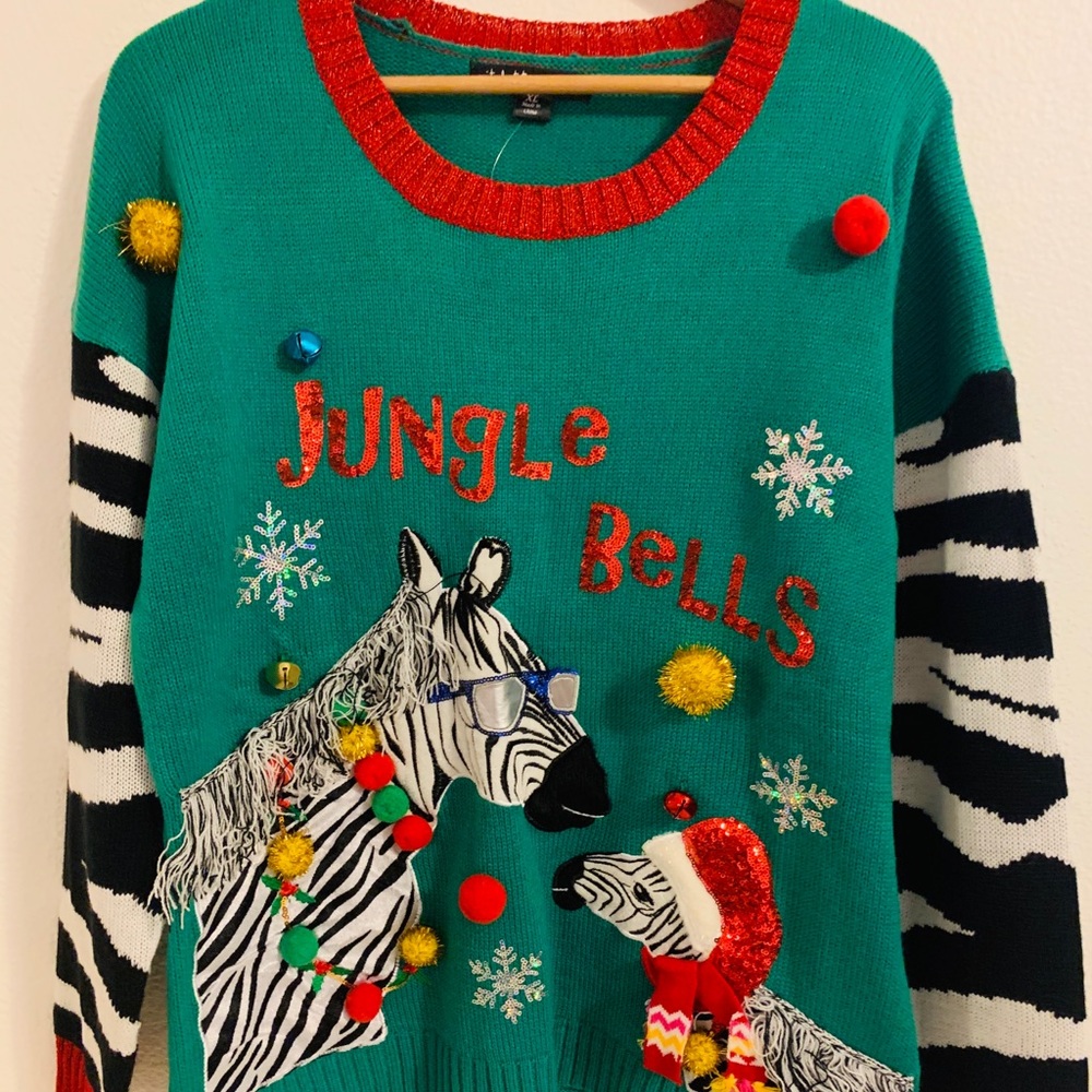 Zebra Holiday Sweater XL